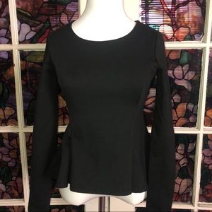 BCBGeneration Black Peplum Long Sleeve Top